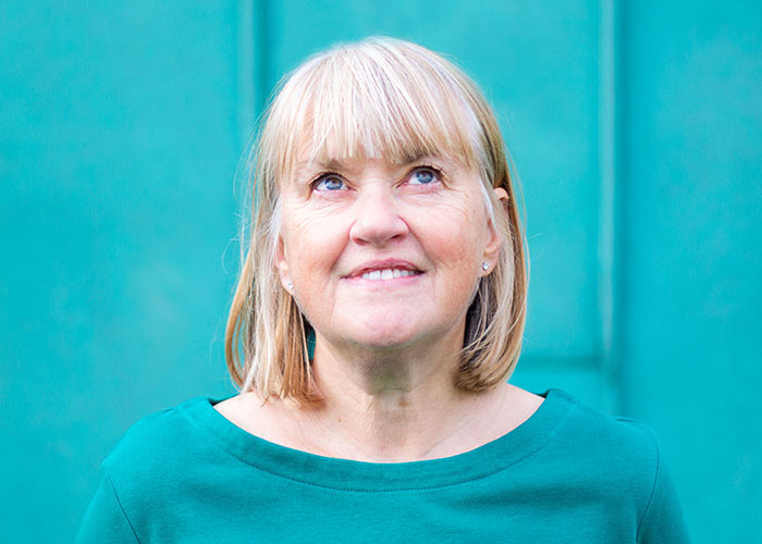 Dating photo of woman with blue top
